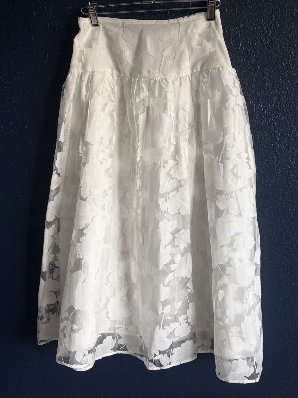 Blu Pepper White Floral A-Line Midi Skirt